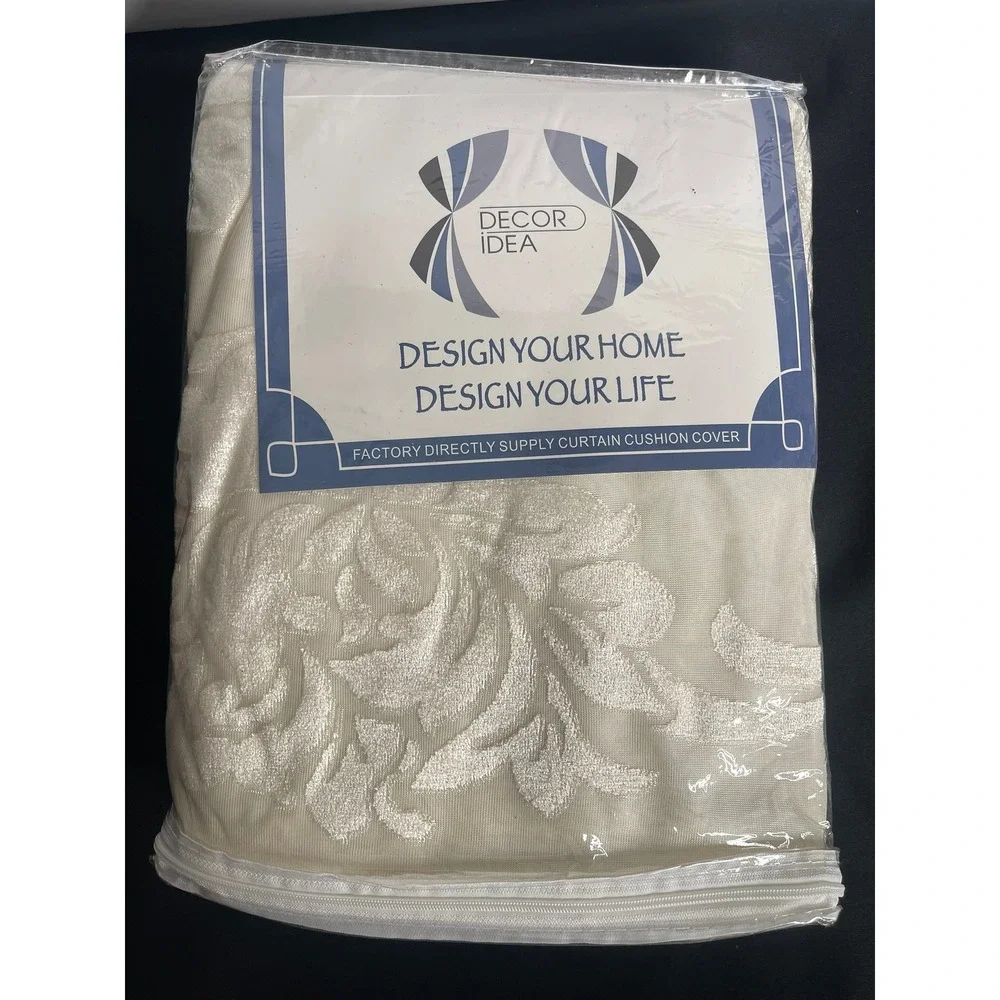 Decor Idea Velvet Sheer Floral Beige‎ Grommet Curtain Panel 52x108 Burnout NIP